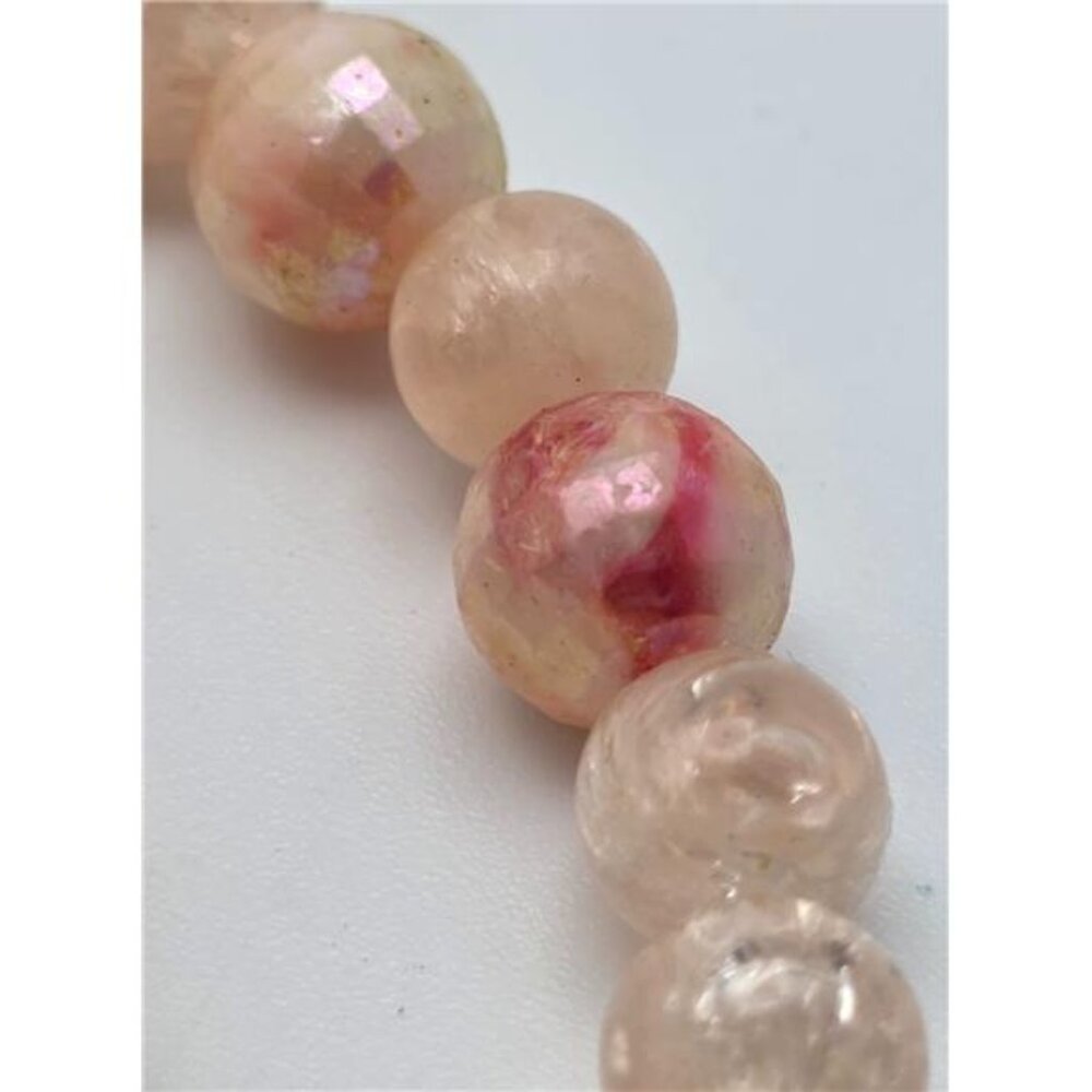 Vintage Coro Pink Lucite Bead Necklace Multi Strand Graduated AB Disco Ball 17 I - Picture 3 of 10